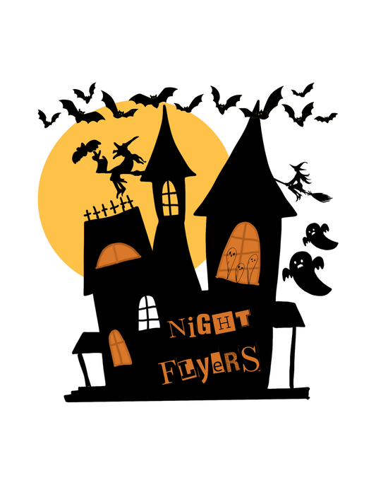 Night Flyers Halloween Oversize Printed T-Shirt